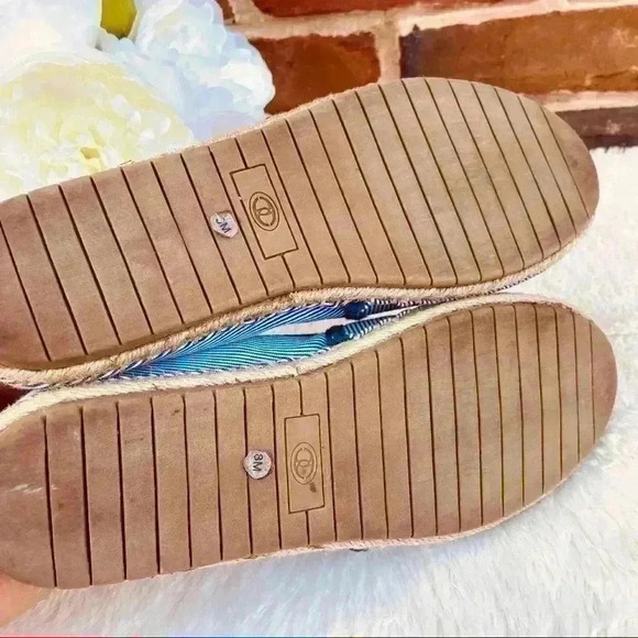 CHARTER CLUB Blue Pin Stripe Rose Embroidered Espadrille Comfort Shoe (8M) - Picture 8 of 8